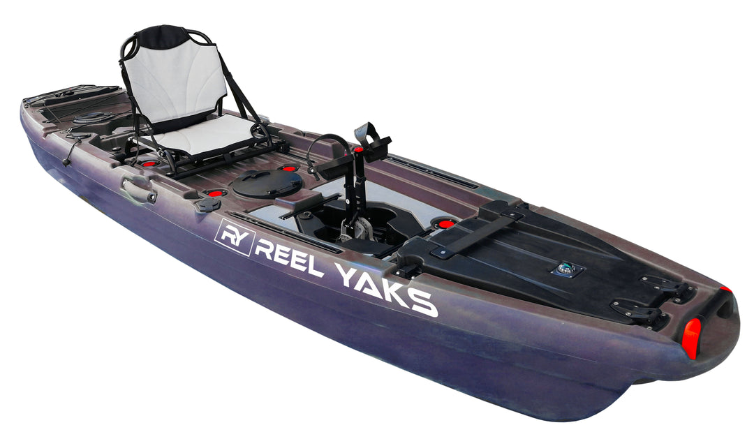 12' Reaper Fin Drive Fishing Kayak  with in built kayak trolley wheel –  exxolamp